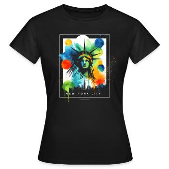 Vibrant NYC Liberty - Women's T-Shirt - black - Front - AI Model Female 172 dark (172cm)