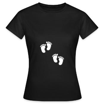Grossesse Femme enceinte maman mère bébé pieds - T-shirt Femme - noir - Devant - AI Model Female 172 dark (172cm)
