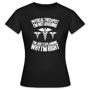 Physiothérapie Physiothérapeute Physiothérapeute - T-shirt Femme - noir - Devant - AI Model Female 172 dark (172cm)