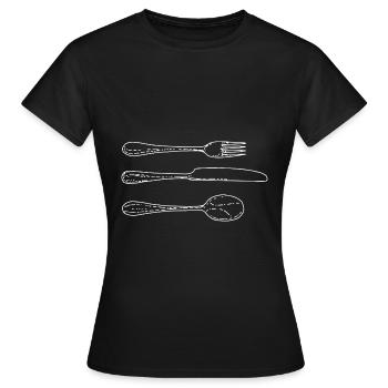 Besteck Koch Köchin Restaurant - Frauen T-Shirt - Schwarz - Vorne - AI Model Female 172 dark (172cm)