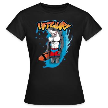 Lifeguard on Duty Hai Shark Bademeister Geschenk - Frauen T-Shirt - Schwarz - Vorne - AI Model Female 172 dark (172cm)