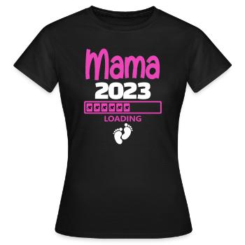 Mama 2023 loading - Frauen T-Shirt - Schwarz - Vorne - AI Model Female 172 dark (172cm)