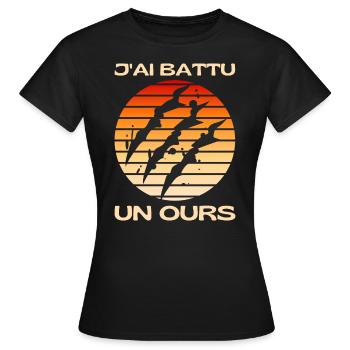 J'ai Battu Un Ours Humour Blessure Rétablissement - T-shirt Femme - noir - Devant - AI Model Female 172 dark (172cm)