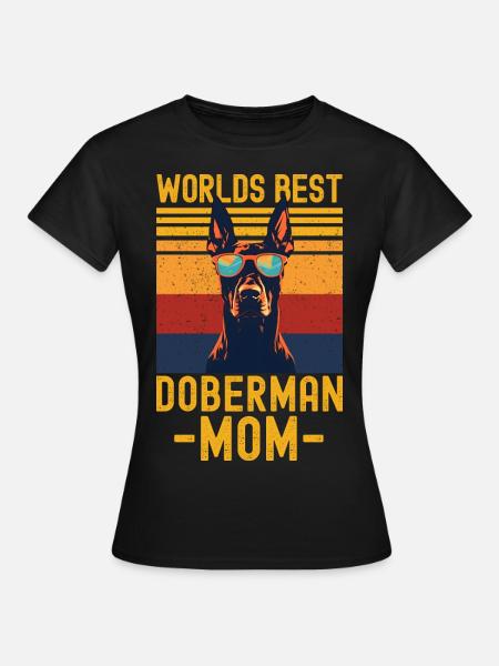 Dobermann mit sonnenbrille retro - Frauen T-Shirt - Schwarz