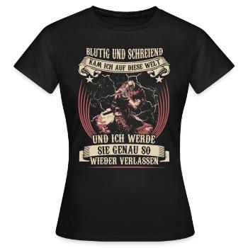 Sanglant et hurlant, je suis venu sur ce monde - T-shirt Femme - noir - Devant - AI Model Female 172 dark (172cm)