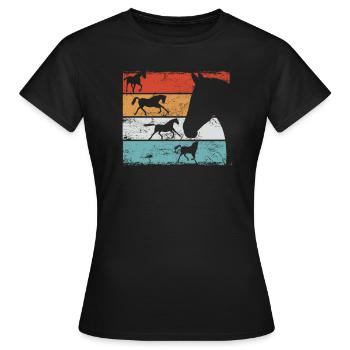 Idée cadeau chevaux à cheval - T-shirt Femme - noir - Devant - AI Model Female 172 dark (172cm)