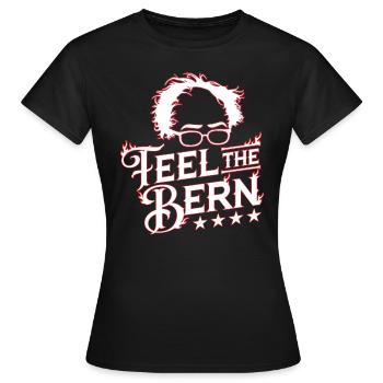 Bernie Sanders 2020, Fühlen Sie den Berner Druck - Frauen T-Shirt - Schwarz - Vorne - AI Model Female 172 dark (172cm)
