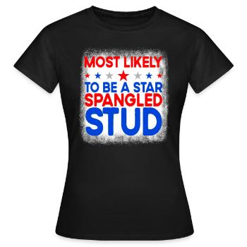 H�chstwahrscheinlich ein Star Spangled Stud 4. Jul - Frauen T-Shirt - Schwarz - Vorne - AI Model Female 172 dark (172cm)