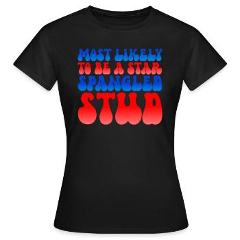 H�chstwahrscheinlich ein Star Spangled Stud 4. Jul - Frauen T-Shirt - Schwarz - Vorne - AI Model Female 172 dark (172cm)