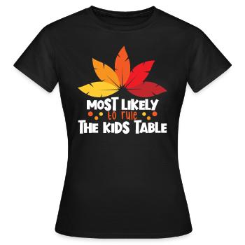 Am wahrscheinlichsten regieren die Kindertisch Tha - Frauen T-Shirt - Schwarz - Vorne - AI Model Female 172 dark (172cm)