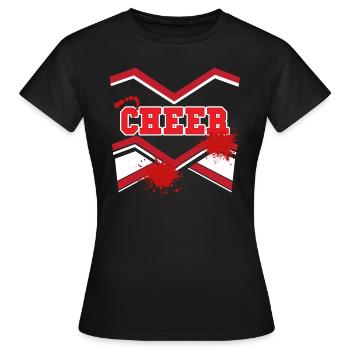 Jubelkost�m Halloween Bloody Cheerleader Kost�m - Frauen T-Shirt - Schwarz - Vorne - AI Model Female 172 dark (172cm)