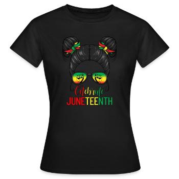 Célébrez Juneteenth Messy Bun Black Juneteenth - T-shirt Femme - noir - Devant - AI Model Female 172 dark (172cm)
