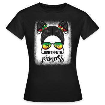 Juneteenth Princess Messy Bun Girl’s JuneteenthM - T-shirt Femme - noir - Devant - AI Model Female 172 dark (172cm)
