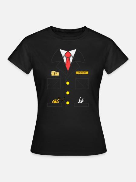 Zugleiter Kost�m Halloween Train Dirigent - Frauen T-Shirt - Schwarz