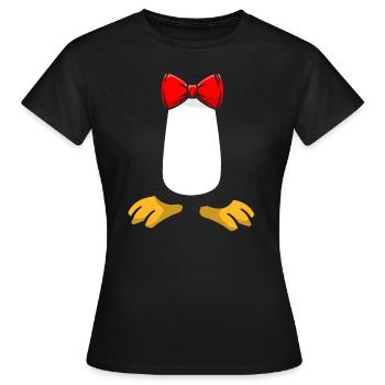 Penguin Kost�m Smoking Funny Halloween Penguin - Frauen T-Shirt - Schwarz - Vorne - AI Model Female 172 dark (172cm)