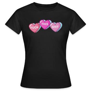 Fick diese Schei�e Anti Valentine gebrochenes Herz - Frauen T-Shirt - Schwarz - Vorne - AI Model Female 172 dark (172cm)