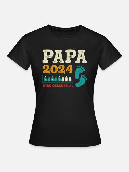 Vater 2024 Werdender Papa Loading 2024 - Frauen T-Shirt - Schwarz