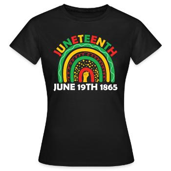 Juneteenth Boho Regenbogen 19. Juni 1865 Juneteent - Frauen T-Shirt - Schwarz - Vorne - AI Model Female 172 dark (172cm)