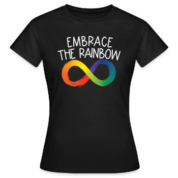 Umfassen Sie die Neurodiversit�t von Regenbogeninf - Frauen T-Shirt - Schwarz - Vorne - AI Model Female 172 dark (172cm)