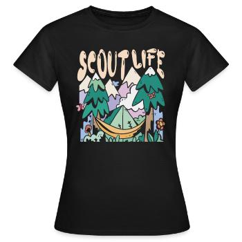Scout Life Scouting Troop Supporter Camping Scout - Frauen T-Shirt - Schwarz - Vorne - AI Model Female 172 dark (172cm)