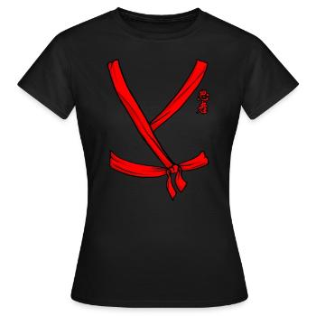 Ninja Kost�m Red Ninja Halloween Ninja Kost�m - Frauen T-Shirt - Schwarz - Vorne - AI Model Female 172 dark (172cm)