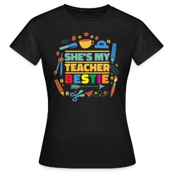 Sie ist meine Lehrerin Bestie Best Friend -Lehreri - Frauen T-Shirt - Schwarz - Vorne - AI Model Female 172 dark (172cm)