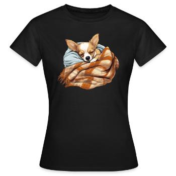 Chien Chihuahua endormi Ami chien - T-shirt Femme - noir - Devant - AI Model Female 172 dark (172cm)