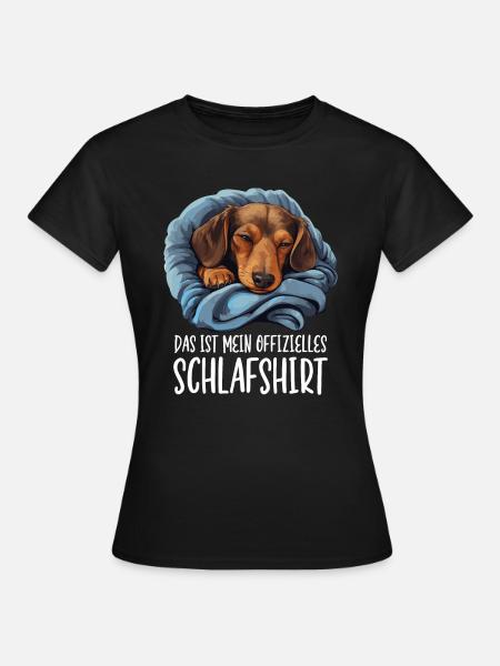 Offizielles Schlafshirt Dackel Pyjama Oberteil - Frauen T-Shirt - Schwarz