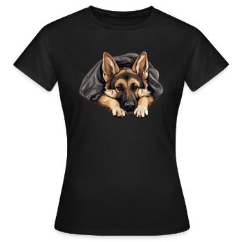 Sleeping German Shepherd Dog - Women's T-Shirt - black - Front - AI Model Female 172 dark (172cm)