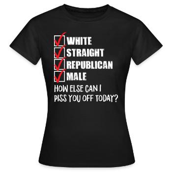 Un républicain blanc hétérosexuel contrarié dic - T-shirt Femme - noir - Devant - AI Model Female 172 dark (172cm)