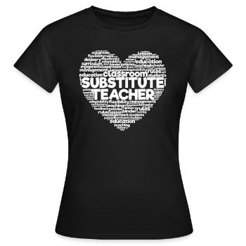 Ersetzen Sie die Lehrerwortwolke zurück in die - Frauen T-Shirt - Schwarz - Vorne - AI Model Female 172 dark (172cm)