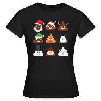 Poop Emoticons lustige Weihnachtskot Emoticons - Frauen T-Shirt - Schwarz - Vorne - AI Model Female 172 dark (172cm)
