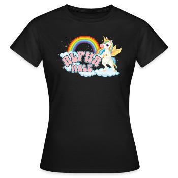 Alpha männlicher Einhorn Regenbogen peinlich Alpha - Frauen T-Shirt - Schwarz - Vorne - AI Model Female 172 dark (172cm)