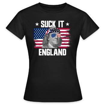 Suck It England Ben Franklin Gründerväter - Frauen T-Shirt - Schwarz - Vorne - AI Model Female 172 dark (172cm)