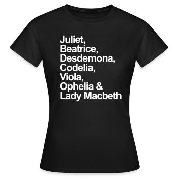William Shakespeare Frauenfiguren Shakespeare - Frauen T-Shirt - Schwarz - Vorne - AI Model Female 172 dark (172cm)
