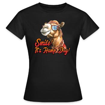Lächeln, es ist Buckeltag, Mittwoch, Kamelbuckelta - Frauen T-Shirt - Schwarz - Vorne - AI Model Female 172 dark (172cm)