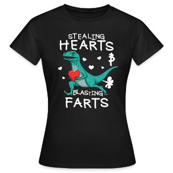 Steal hearts and blow up fart Valentine Raptor - Women's T-Shirt - black - Front - AI Model Female 172 dark (172cm)