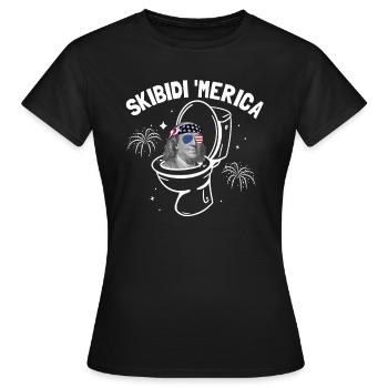 Skibidi 'Merica Ben Franklin Skibidi ToiletteBen F - T-shirt Femme - noir - Devant - AI Model Female 172 dark (172cm)