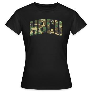 HBCU Camouflage de l’histoire des Noirs HBCU - T-shirt Femme - noir - Devant - AI Model Female 172 dark (172cm)