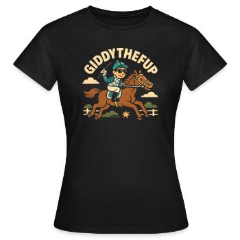 Giddythefup Courses de chevaux Derby Jour Giddy Up Derby - T-shirt Femme - noir - Devant - AI Model Female 172 dark (172cm)