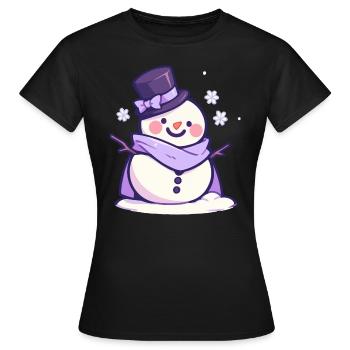 Süßer Weihnachts Schneemann - Festtags-Design - Frauen T-Shirt - Schwarz - Vorne - AI Model Female 172 dark (172cm)