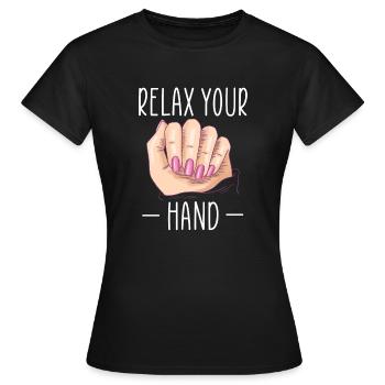 Détendez votre artiste des ongles à la main - T-shirt Femme - noir - Devant - AI Model Female 172 dark (172cm)