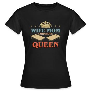 Wife Mom Cornhole Queen Shirt Gift - Women's T-Shirt - black - Front - AI Model Female 172 dark (172cm)