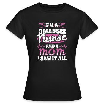 Dans une infirmière en dialyse et une chemise de maman - T-shirt Femme - noir - Devant - AI Model Female 172 dark (172cm)