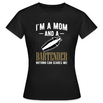 Dans Une maman et une chemise de barman - T-shirt Femme - noir - Devant - AI Model Female 172 dark (172cm)