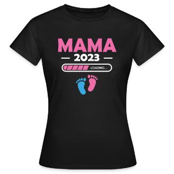 Mama 2023 Loading Shirt Geschenk Werdende Mutter - Frauen T-Shirt - Schwarz - Vorne - AI Model Female 172 dark (172cm)