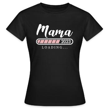 Mama 2023 Loading Shirt Geschenk Werdende Mutter - Frauen T-Shirt - Schwarz - Vorne - AI Model Female 172 dark (172cm)