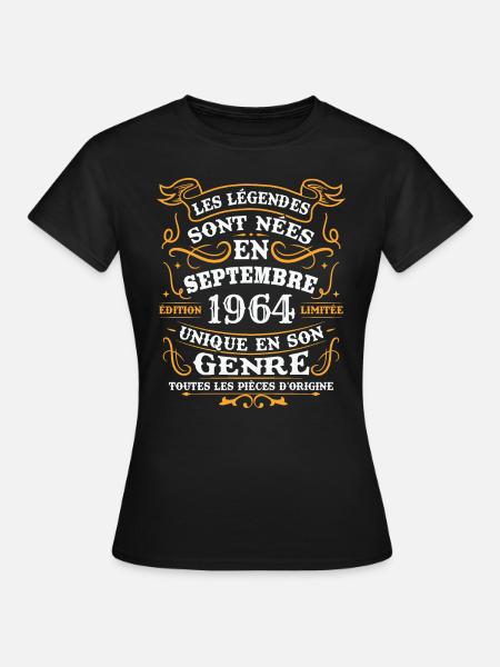 Vintage septembre 1964 cadeau anniversaire rétro - T-shirt Femme - noir
