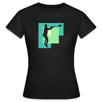 Lacrosse Crosse Stock Stocksport - Frauen T-Shirt - Schwarz - Vorne - AI Model Female 172 dark (172cm)