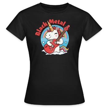 Licorne black metal - guitariste - T-shirt Femme - noir - Devant - AI Model Female 172 dark (172cm)